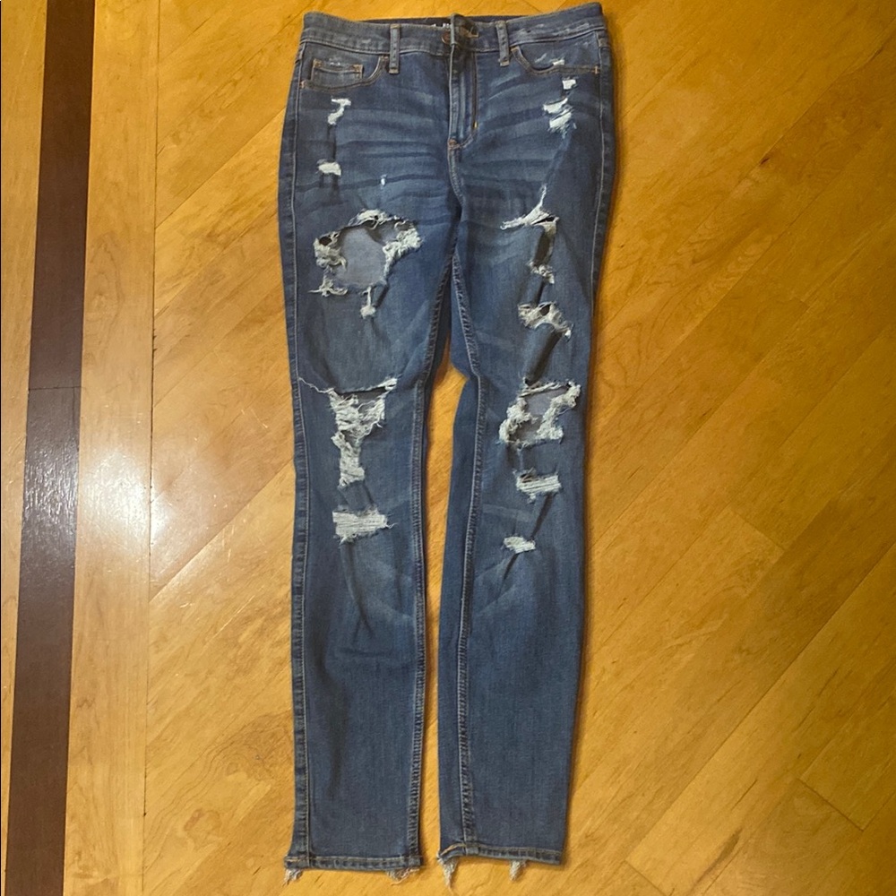 Woman’s Hollister Ripped Blue Skinny Jeans